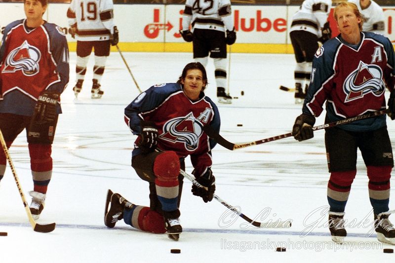 Colorado Avalanche player Mike Ricci skating in NHL action