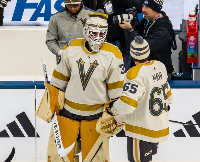 Vegas Golden Knights players during Winter Classic warmups