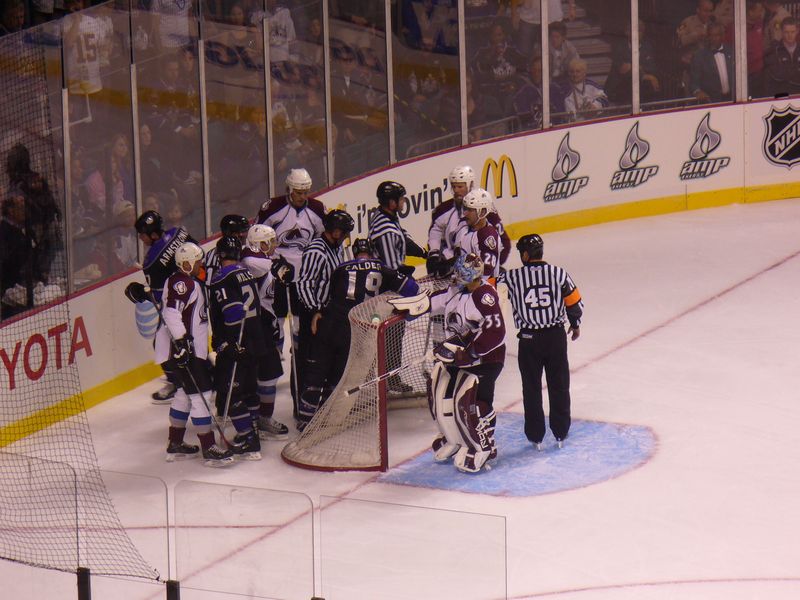 Colorado Avalanche vs LA Kings game action, NHL playoffs
