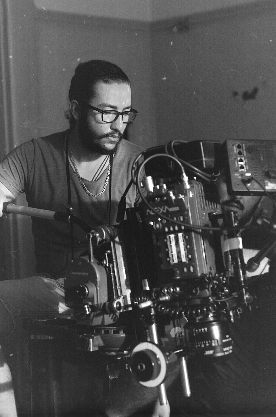 Documentary filmmaker and cinematographer Mina Nabil on set