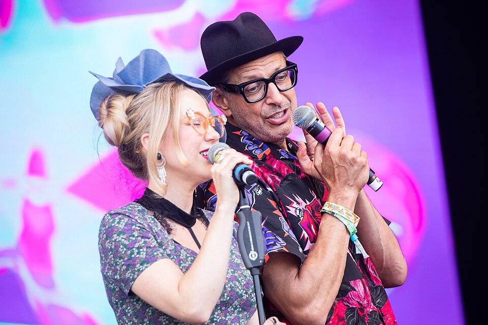 Jeff Goldblum and the Mildred Snitzer Orchestra performing live on the West Holts Stage at Glastonbury Festival 2019