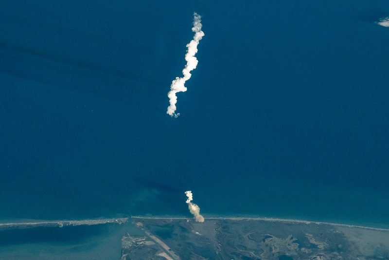 SpaceX Starship rocket launch seen from the International Space Station