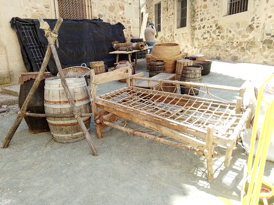 Production props and set pieces from House of the Dragon filming in Cáceres, Spain