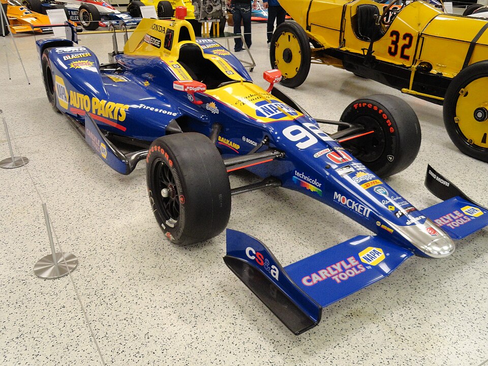 Dallara DW12 IndyCar race car at IMS Museum — Alexander Rossi's 2016 Indy 500 winner