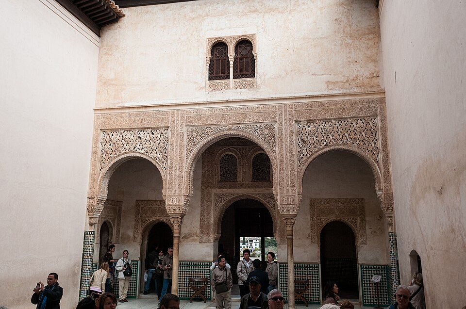 The Alhambra palace architecture in Granada, Spain -- evocative of the Italian Renaissance settings in 'In the Hand of Dante'
