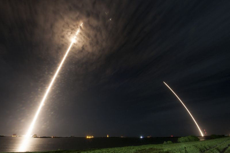 SpaceX CRS-9 mission rocket standing on launch pad