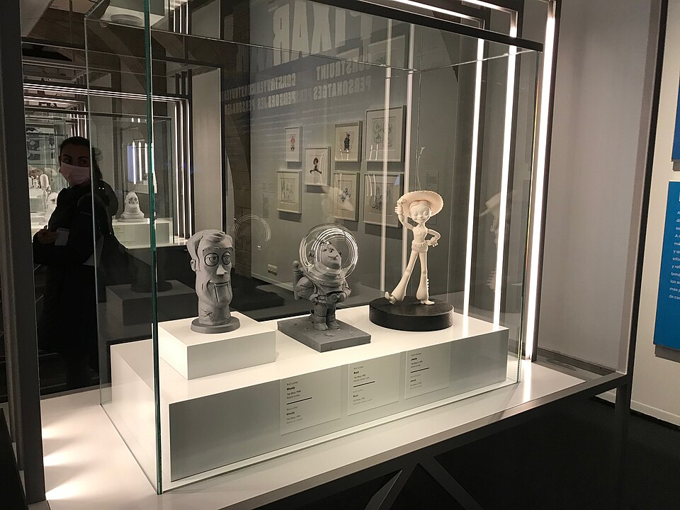 Pixar character exhibition at CaixaForum featuring animation art and models
