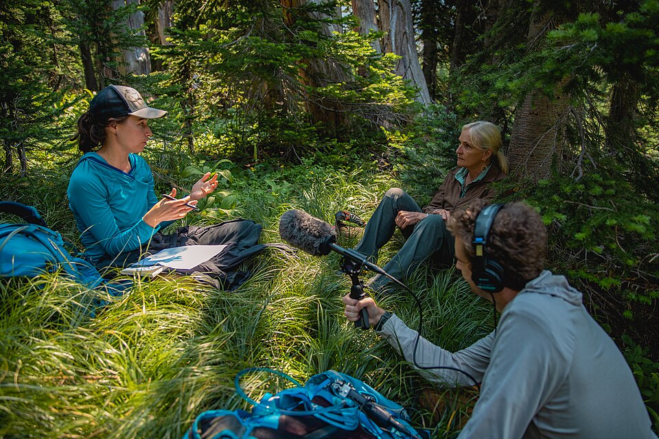 Podcast recording session in the field — true crime podcasting behind the scenes